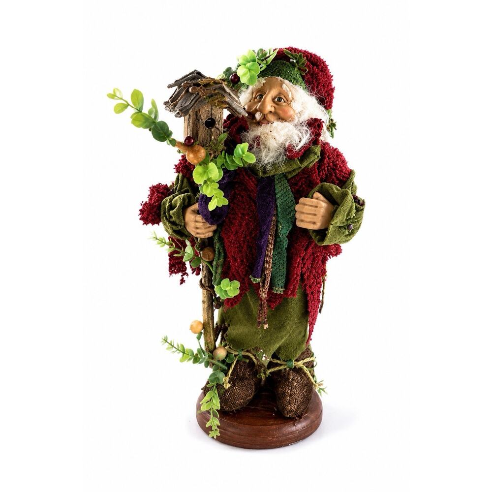 Rustic Woodland Santa Claus Figure Birdhouse Christmas Decor 16” Whimsical